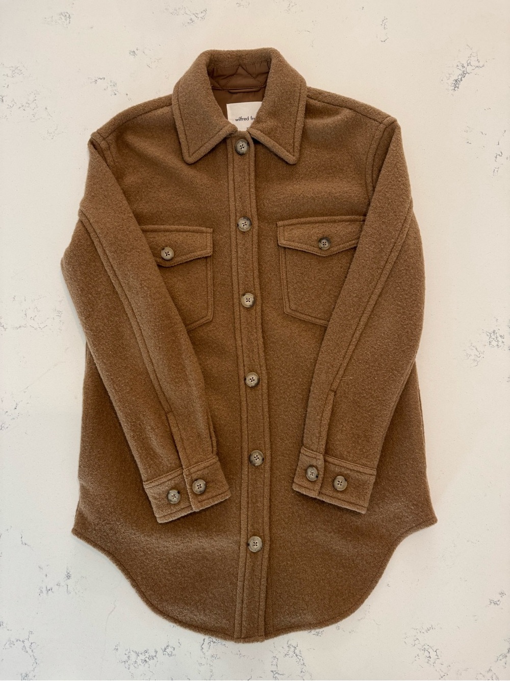 Aritzia Wilfred Merino Wool Ganna Jacket in Camel/Brown Size XS